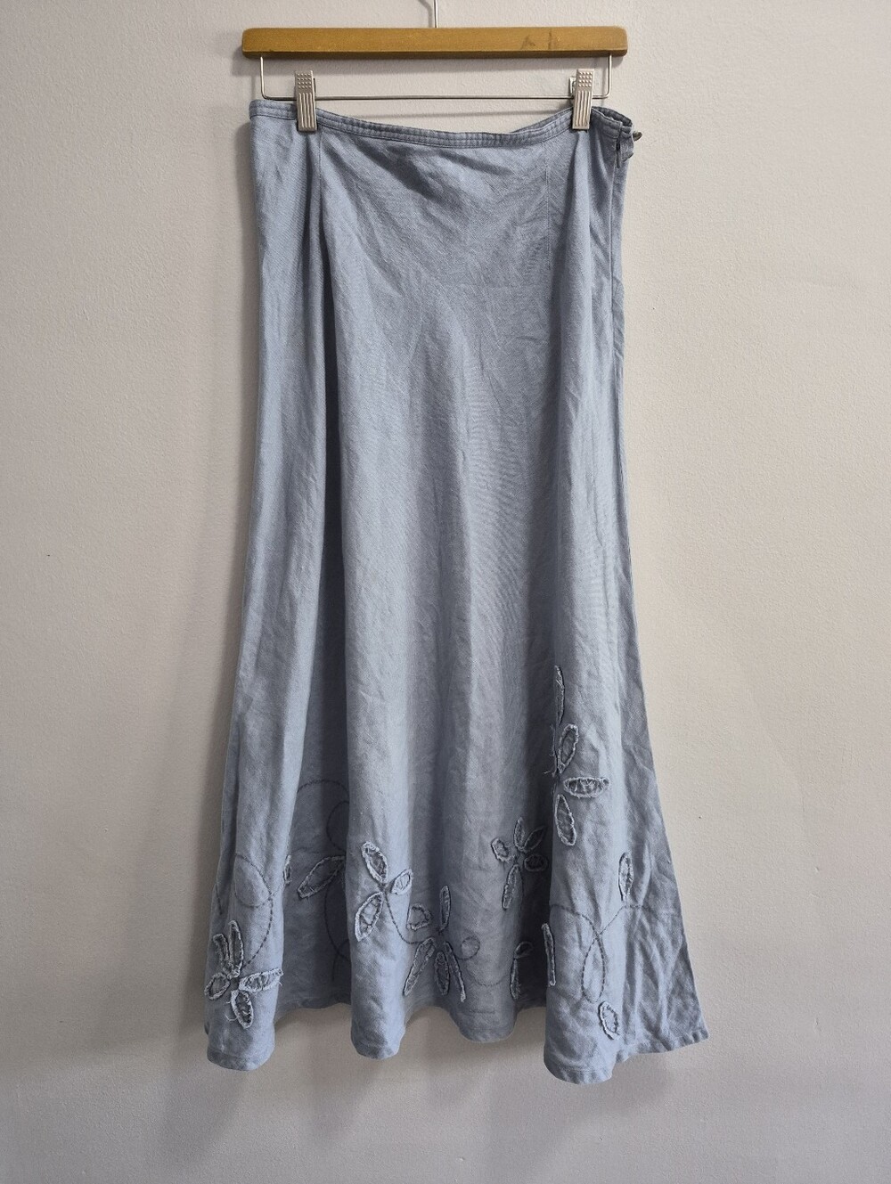 J. Jill Linen Embroidered Floral Maxi Skirt Size 12P